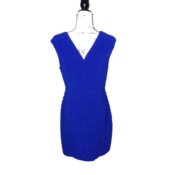 🆕 Adrianna Papell Shutter Pleat Jersey Dress Blue 12 - Picture 6 of 8
